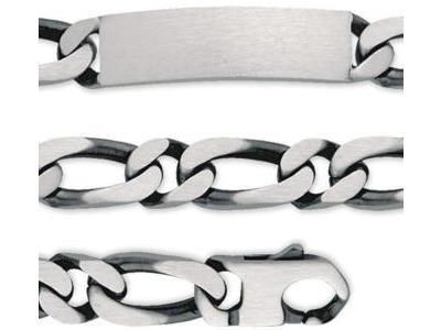 Gourmette Homme Argent Mat Vieilli Maille Alternée 1/1 9 mm - 204020.10 - Réf. 204020.10