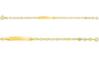 Gourmette Maille Grain De Café Or 750 Bicolore 14 cm - 539.2GBBR - Réf. 539.2GBBR