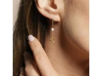 Idylle - Boucles d'Oreilles Jourdan Pendantes Cœur Argent Doré - AJF210167E - Réf. AJF210167E