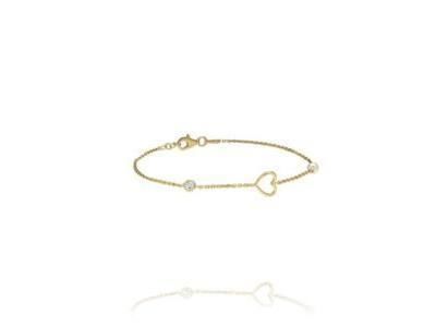 Idylle - Bracelet Jourdan Cœur Argent Doré Perle Synthétique et Zirconium - AJF210166B - Réf. AJF210166B