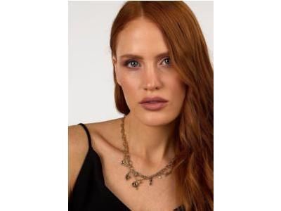 Karl Lagerfeld Collier Head Charms Acier Doré Et Cristaux - KLAYD01 - Réf. KLAYD01