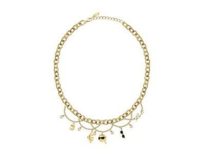 Karl Lagerfeld Collier Head Charms Acier Doré Et Cristaux - KLAYD01 - Réf. KLAYD01