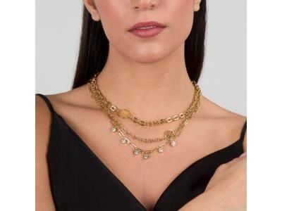 Karl Lagerfeld Collier Maison De Karl Doré Multichaînes Et Zircons - KLBJX01 - Réf. KLBJX01