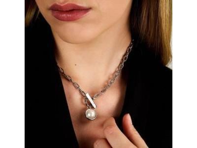Karl Lagerfeld Pearl Collier Acier Et Perle Synthétique - KLAYR04 - Réf. KLAYR04