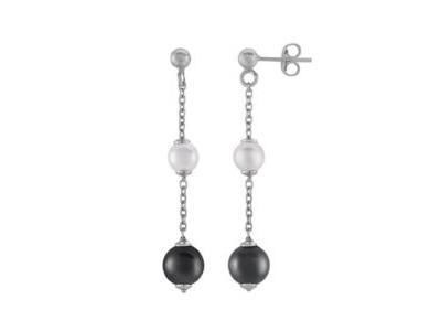 LIORA - BOucles d'Oreilles Argent Perles Blanches Et Grises - AJF210136E - Réf. AJF210136E