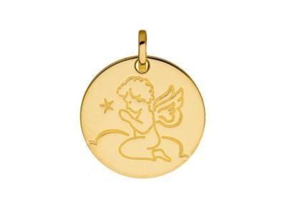 Médaille Ange en Prière Etoile 16 mm Or Jaune 375 - A05318 - Réf. A05318