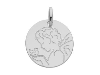 Médaille Ange Et Colombe Or Gris 375 - D26313 - Réf. D26313