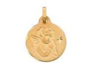 Médaille Ange Et Etoile Or Jaune 375 Ronde Satinée - 808600 - Réf. 808600