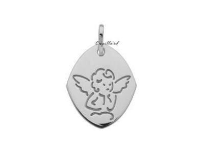 Médaille Ange Nuage Or Gris Rhodié 750 Losange - D23013 - Réf. D23013