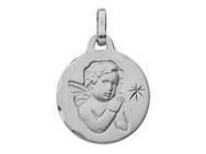 Médaille Ange Or Gris 375 Ronde Polie Et Satinée - 808700 - Réf. 808700