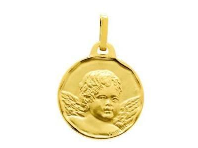 Médaille Ange Or Jaune 375 Ronde Mat Poli - 889600 - Réf. 889600