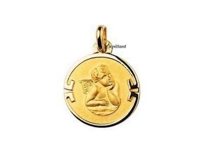 Médaille Ange or jaune 750/1000 ronde 16 mm  - Réf. 34716