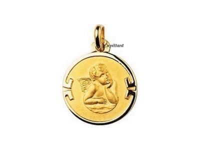 Médaille Ange or jaune 750 ronde 16 mm - 34716 - Réf. 34716