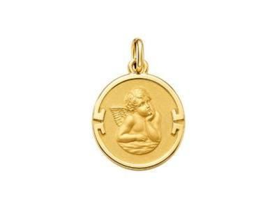 Médaille Ange or jaune 750 ronde 16 mm - 34716 - Réf. 34716