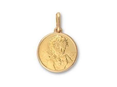 Médaille Ange Ronde Or Jaune 375 Mat Poli 18 MM Lucas-Lucor - XR1232 - Réf. XR1232