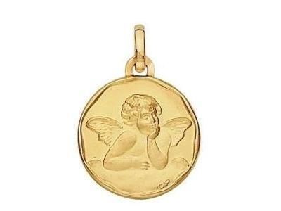 Médaille Ange Ronde Or Jaune 750 - 15 mm - 590000 - Réf. 590000