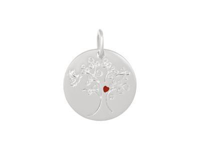 Médaille Arbre de Vie Argent 925 Cœur Laqué Rouge - C43925 - Réf. C43925