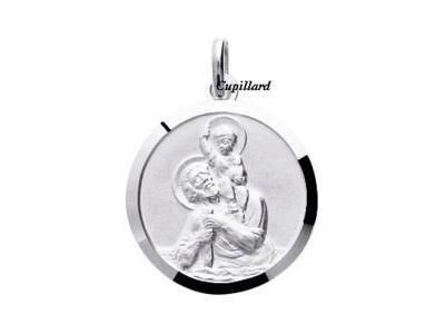 Médaille Saint Christophe Ronde Argent Rhodié - 306081  - Réf. 306081