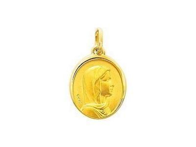 Médaille Vierge Ovale Or Jaune 375 Mat et Poli 660084 - Réf. 660084