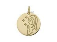 Médaille Vierge Ronde Etoiles Or Jaune 750 - Réf. D22313