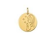 Médaille Vierge Ronde Etoiles Or Jaune 750 - Réf. D22313