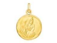 Médaille Vierge Ronde Or Jaune 375 Satiné - Réf. A00612
