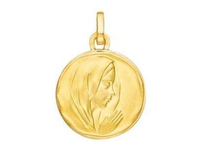 Médaille Vierge Ronde Or Jaune 375 Satiné - Réf. A00612