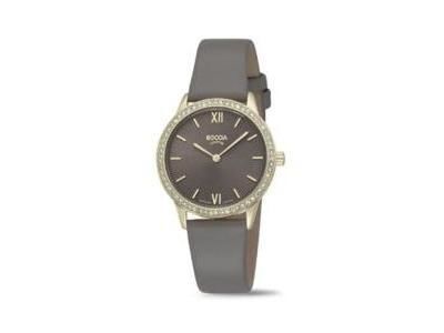 Montre Femme Boccia Titane PVD Jaune Cadran Marron et Zirconiums - 3382 03 - Réf. 3382 03