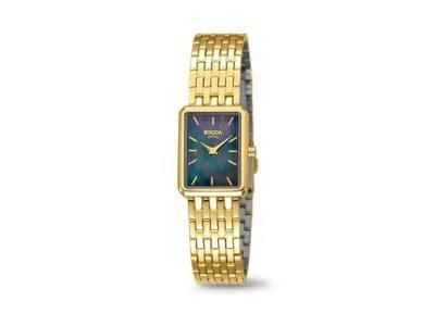 Montre Femme Boccia Titane PVD Jaune Cadran Nacré Rectangulaire - 3383-02 - Réf. 3383 02