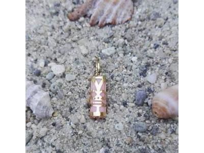 Pend Tiki Chance Corail Rose Reconstitué 12 mm Or Jaune 750 - Réf. P12CHANCEC