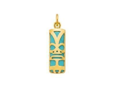 Pend Tiki Chance Turquoise Reconstituée 12 mm Or Jaune 750 - Réf. P12CHANCET