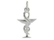 Pendentif Caducée Pharmacie Or Blanc 375 Lucas Lucor - XP1579-G - Réf. XP1579-G