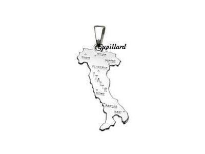 Pendentif Carte d'Italie Argent 925 Rhodié - 05839  - Réf. 05839