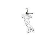 Pendentif Carte d'Italie Argent Rhodié - 00565 - Réf. 00565