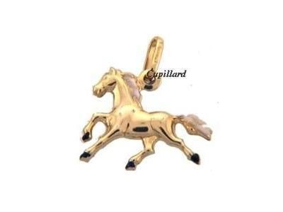 Pendentif Cheval Or Jaune 9 Carats Laque - Réf. N3507