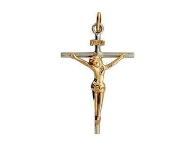 Pendentif Croix Massive Or Bicolore 750 - K1296 - Réf. K1296