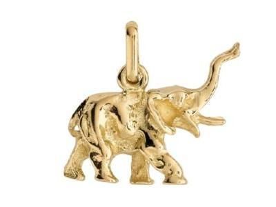 Pendentif Éléphant Trompe Levée En Or 750 Lucas P1684 - Réf. P1684