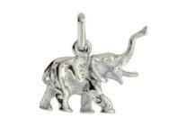Pendentif Éléphant Trompe Levée En Or Gris 750 Lucas P1684-G - Réf. P1684-G