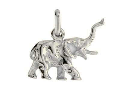 Pendentif Éléphant Trompe Levée En Or Gris 750 Lucas P1684-G - Réf. P1684-G
