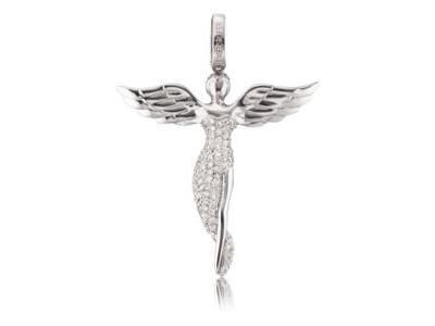 Pendentif Engelsrufer ange zircon argent rhodié 925/1000  - Réf. ERP-ANGEL-M