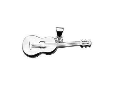 Pendentif Guitare Sèche Argent 925/1000 Rhodié - 05855 - Réf. 05855