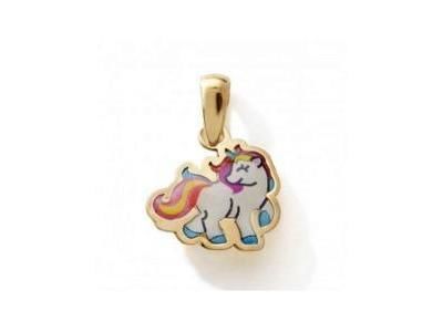 Pendentif Licorne Or Jaune 375 Laque multicolore N11679 - Réf. N11679