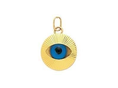 Pendentif Oeil Bleu Porte Bonheur Or Jaune 750 - 2741  - Réf. 2741