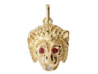 Pendentif Tête De Lion Or Gris 750 Rubis Diamant Lucas P1381-G - Réf. P1381-G
