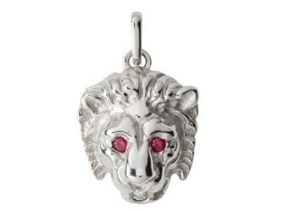 Pendentif Tête De Lion Or Jaune 750 Rubis Diamant Lucas P1381 - Réf. P1381