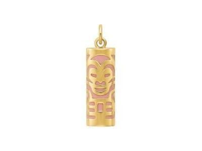 Pendentif Tiki Amour Corail Reconstitué 12 mm Or Jaune 750 - Réf. P12AMOURC