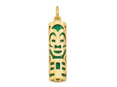 Pendentif Tiki Amour Malachite Véritable 17 MM Or Jaune 750/1000 - P17AMOURMA - Réf. P17AMOURMA