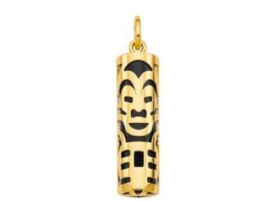 Pendentif Tiki Amour Onyx Véritable 17 MM Or Jaune 750/1000 - P17AMOUR - Réf. P17AMOUR