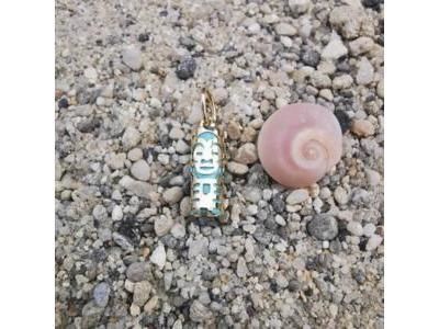 Pendentif Tiki Amour Turquoise Reconstituée 12 MM Or Jaune 750/1000 - P12AMOURT - Réf. P12AMOURT