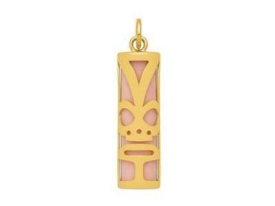 Pendentif Tiki Chance Corail Reconstitué 17 MM Or Jaune 750/1000 - P17CHANCEC - Réf. P17CHANCEC